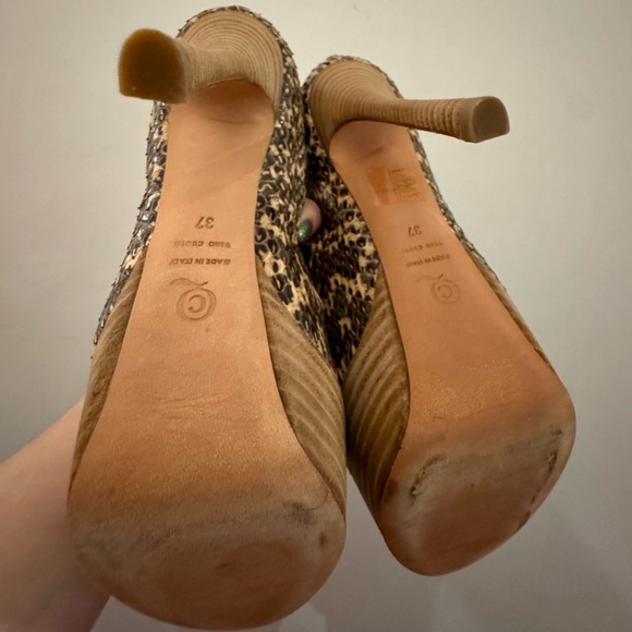 ALEXANDER MCQUEEN leather optic snake Napa London sand Russet stiletto (EU 37) - Picture 6 of 7